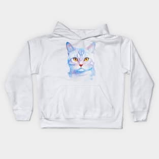 American Shorthair painted in watercolor Kids Hoodie